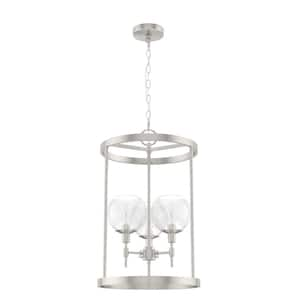 Xidane 3-Light Brushed Nickel Island Pendant Light with Clear Glass Shades