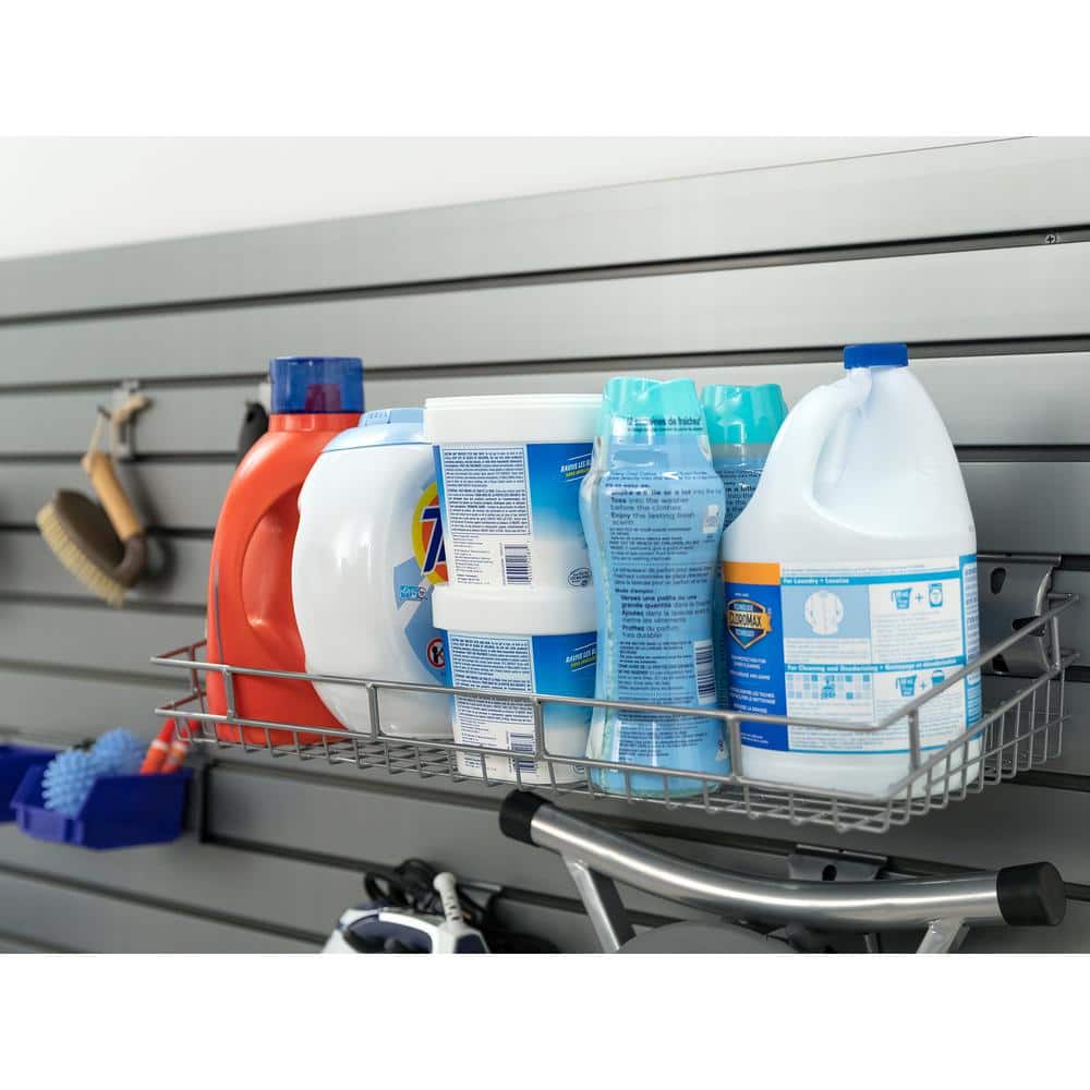 18-Piece Metal and Plastic Slatwall Hook and Basket Kit