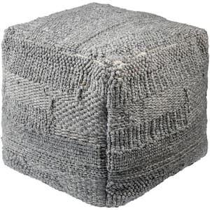 Kamron Gray Modern Polyester 18 in. L x 18 in. W x 18 in. H Pouf