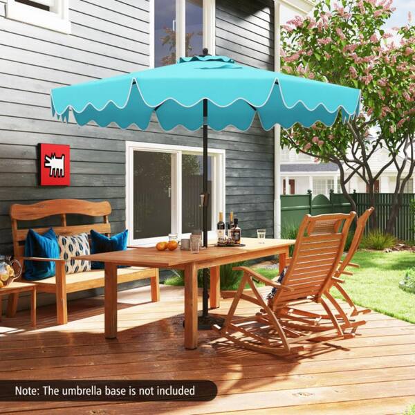 9 ft. Patio Umbrella in Turquoise with Crank Handle and Push Button Tilt