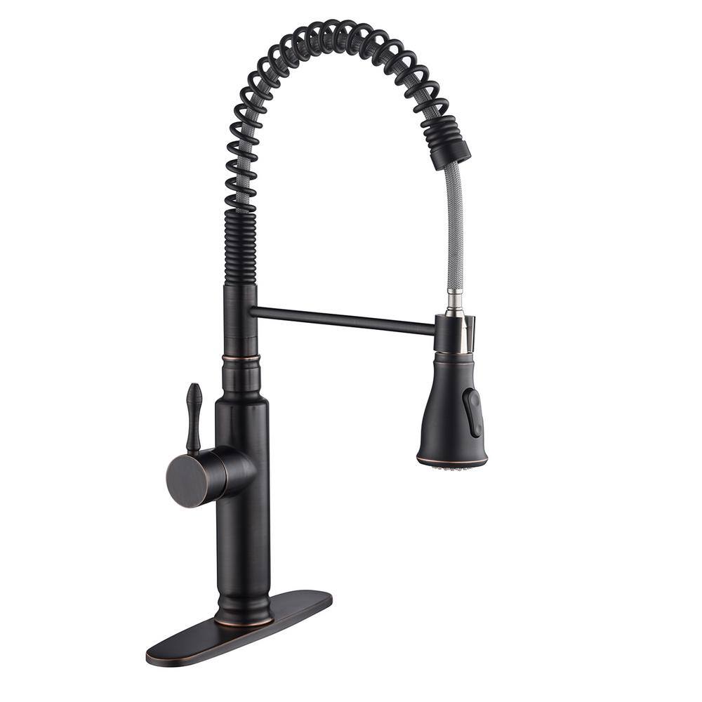 GIVING TREE Single Handle Pull-Out Sprayer Kitchen Faucet With Deck Plate  Sink Faucet in Oil Rubbed Bronze XLHDDOTU0079