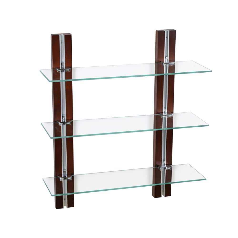 Danya B. Wall Mount 2-Tier Chrome Shelving Unit with Towel Rack and Trays - White