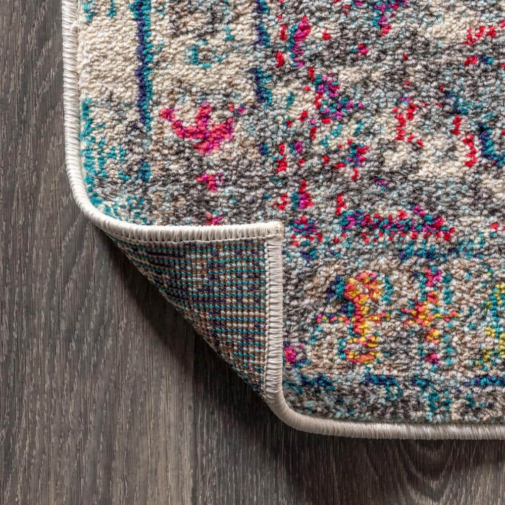 Bohemian Flair Navy and Cream Synthetic Rectangular Area Rug