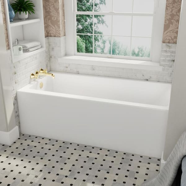 Prism 60 in. x 30 in. Acrylic Alcove Soaking Bathtub with Left-Hand Drain in White
