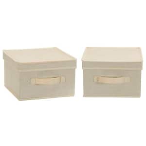 2 Gal, Medium Storage Box, Cream Linen, 2PC