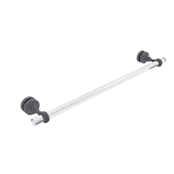 Allied Brass Pacific Grove Collection 24 in. Over-The-Door Shower Door Towel Bar with Twisted Accents in Matte Gray