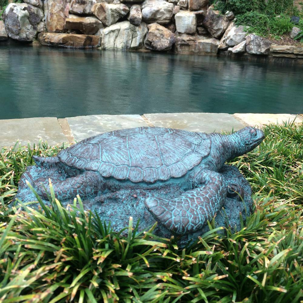 Bronze Patina Sea Turtle Coastal Stepping Stone for Indoor/Outdoor Use