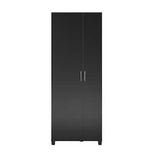 Lonn 28.62 in. W x 74.26 in. H x 15.4 in. D 7-Shelf Freestanding Asymmetrical Cabinet in Black