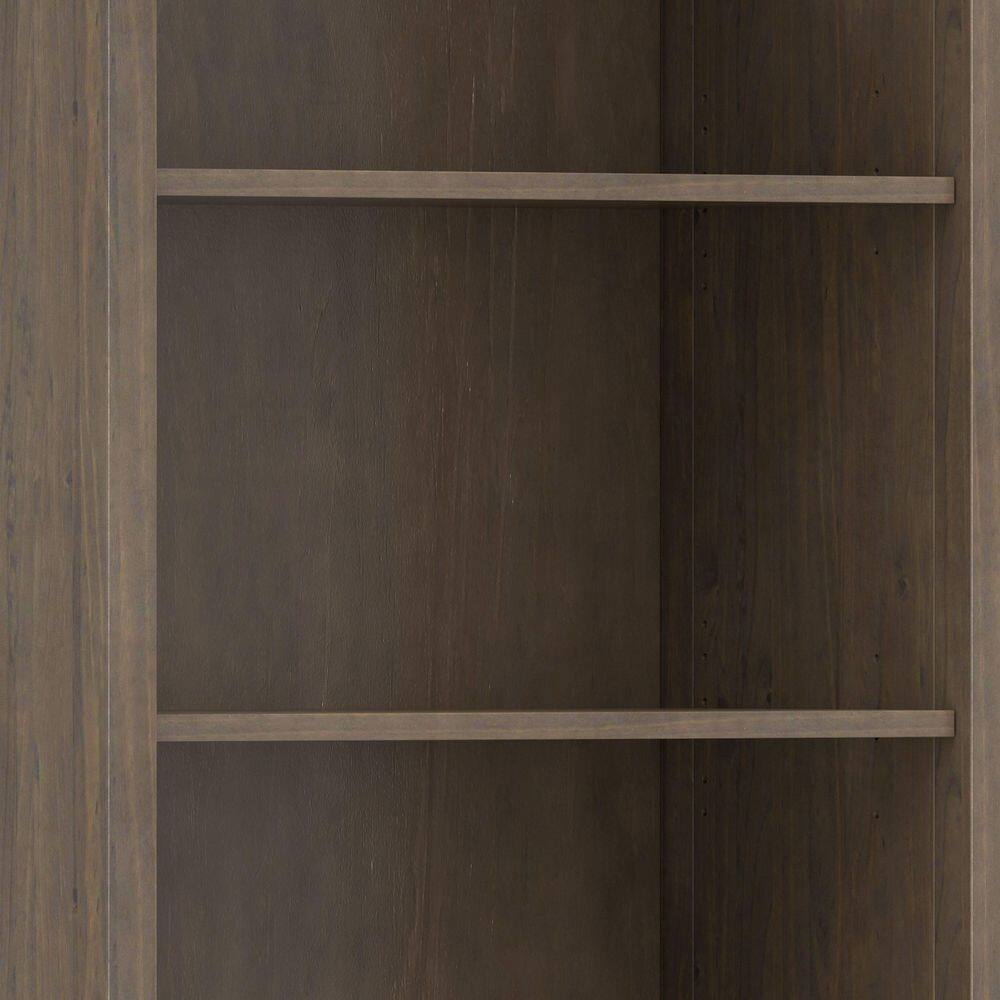 Ela Smoky Brown Solid Wood Adjustable Bookcase with Doors