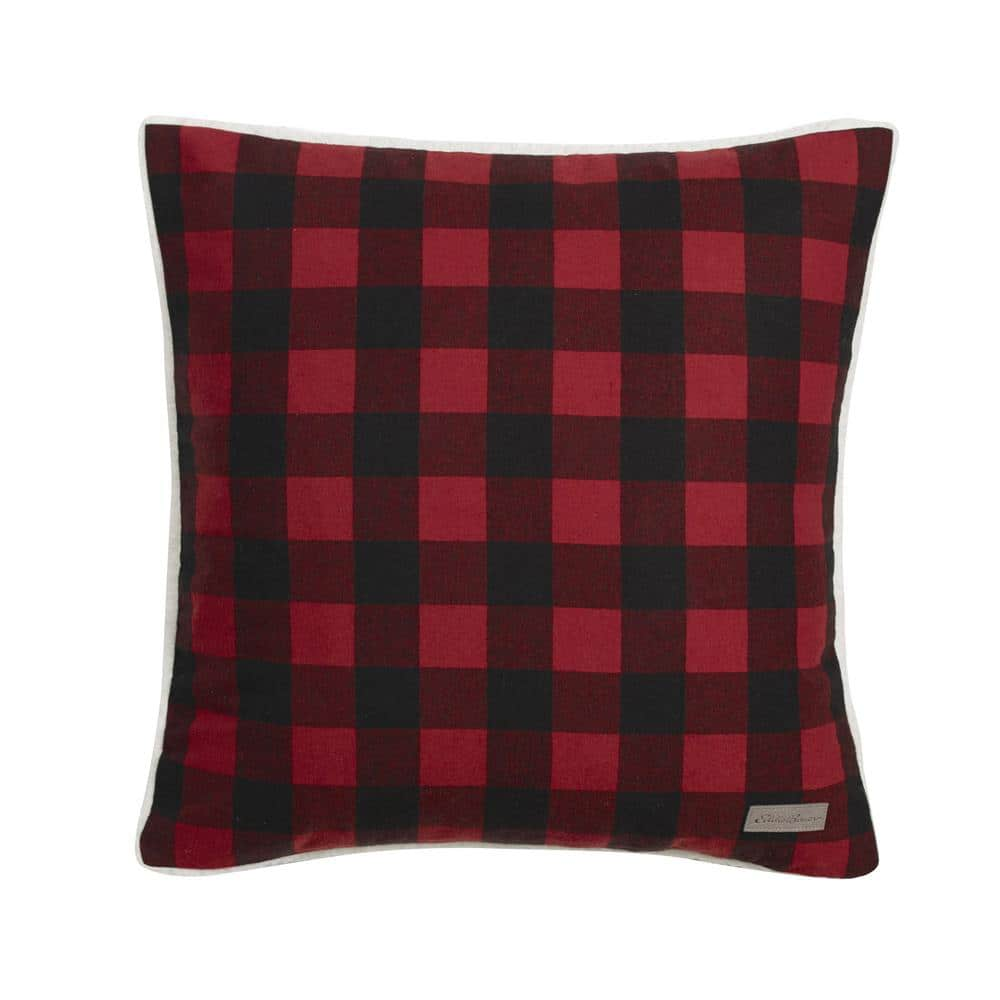 Eddie Bauer Cabin Plaid 1 Piece Red Cotton 20 X 20 Throw Pillow 216690 The Home Depot