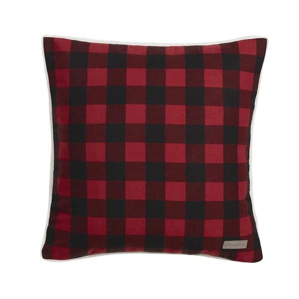 Eddie Bauer Cabin Plaid 1-Piece Red Cotton 20 X 20 Throw Pillow
