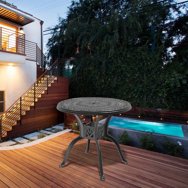 Willit 31.5 in Cast Aluminum Patio Dining Round Table