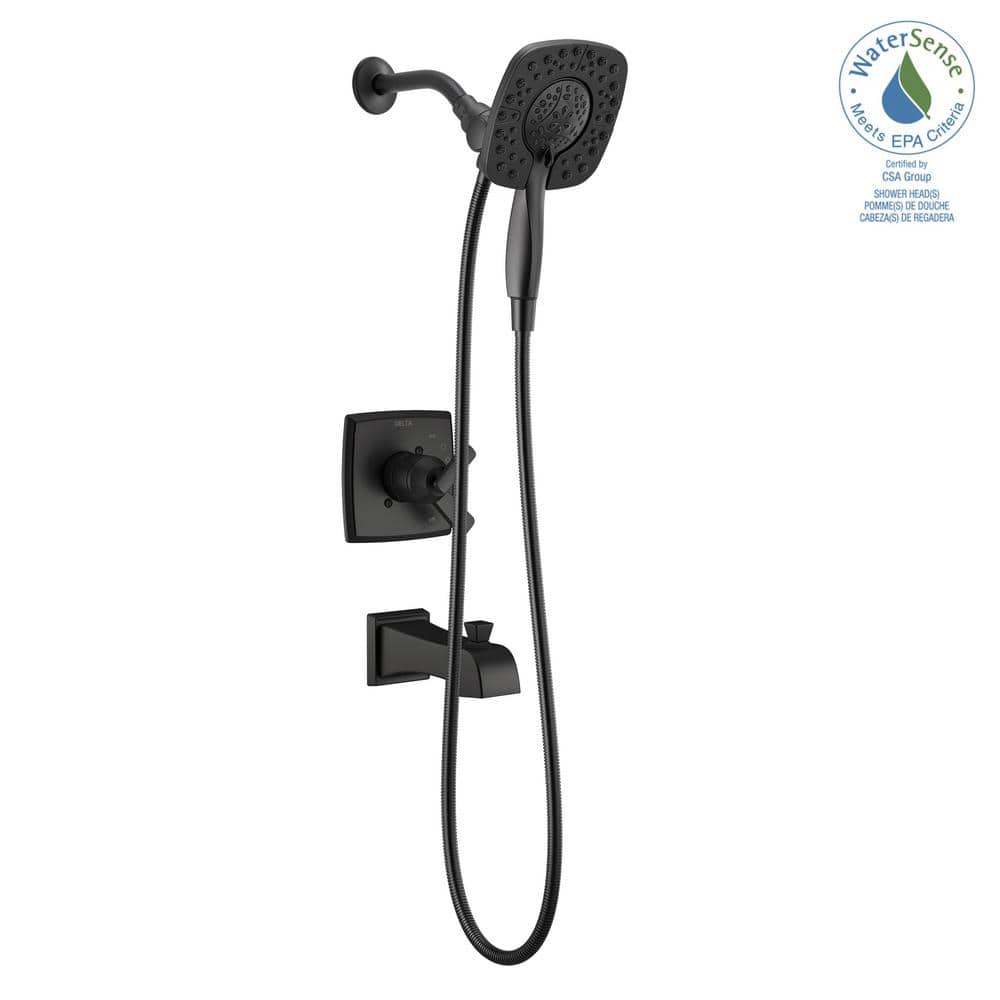 Matte Black Stainless Steel Dual-Function Tub and Shower Faucet Set