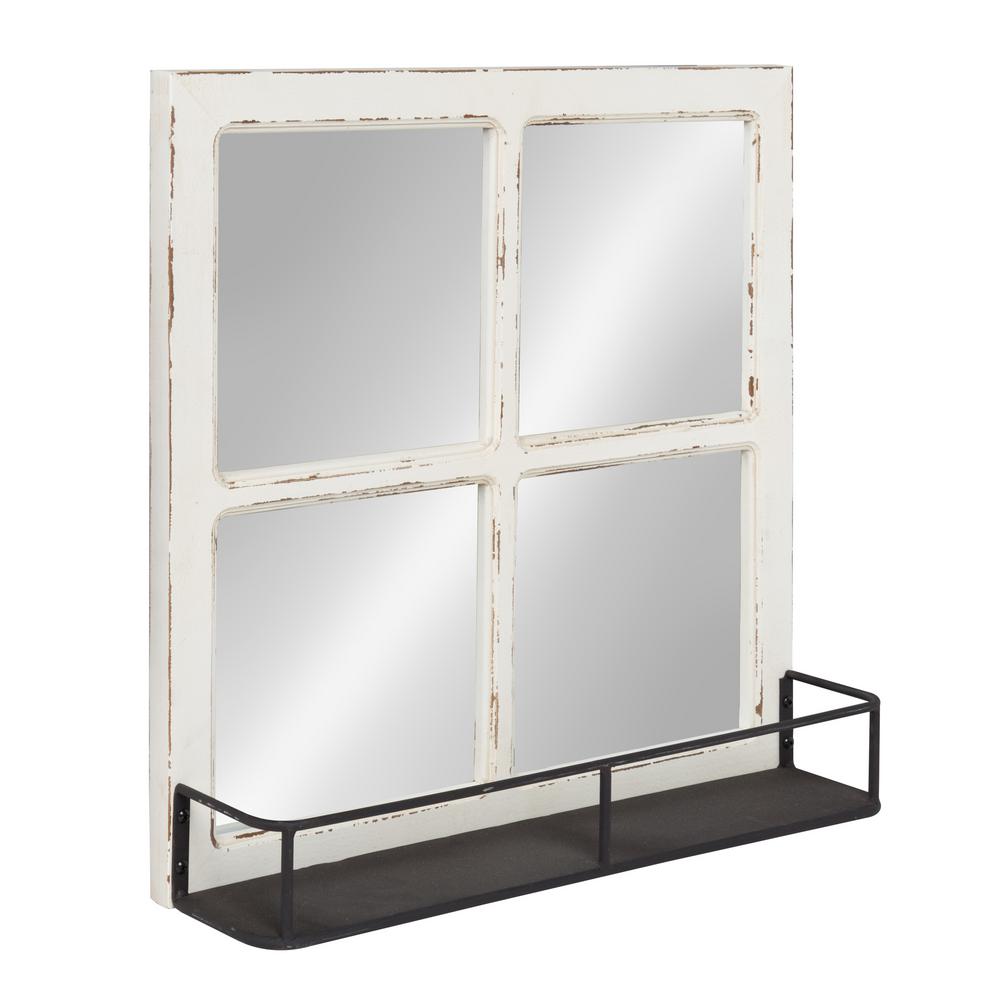 Medium Rectangle White Shelves & Drawers Casual Mirror (20.25 in. H x 20.25 in. W)